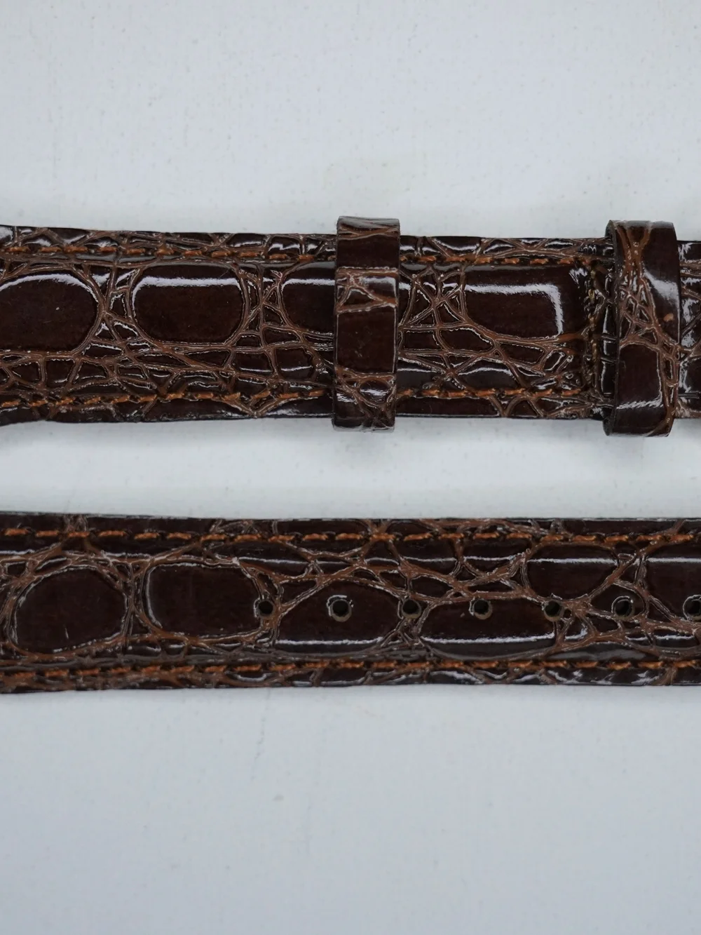 Original Seiko CALF-Z18 18mm Brown Crocodile-Embossed Leather Strap Gold Buckle